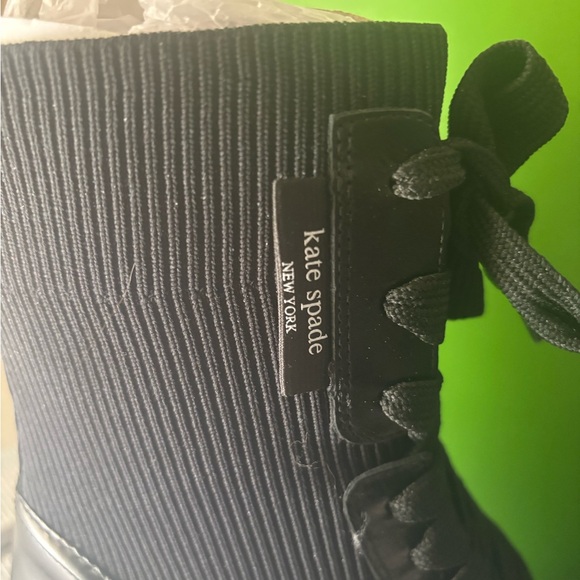 NWT Kate Spade Ribbed Black Lace-Up Boots. - Picture 2 of 6